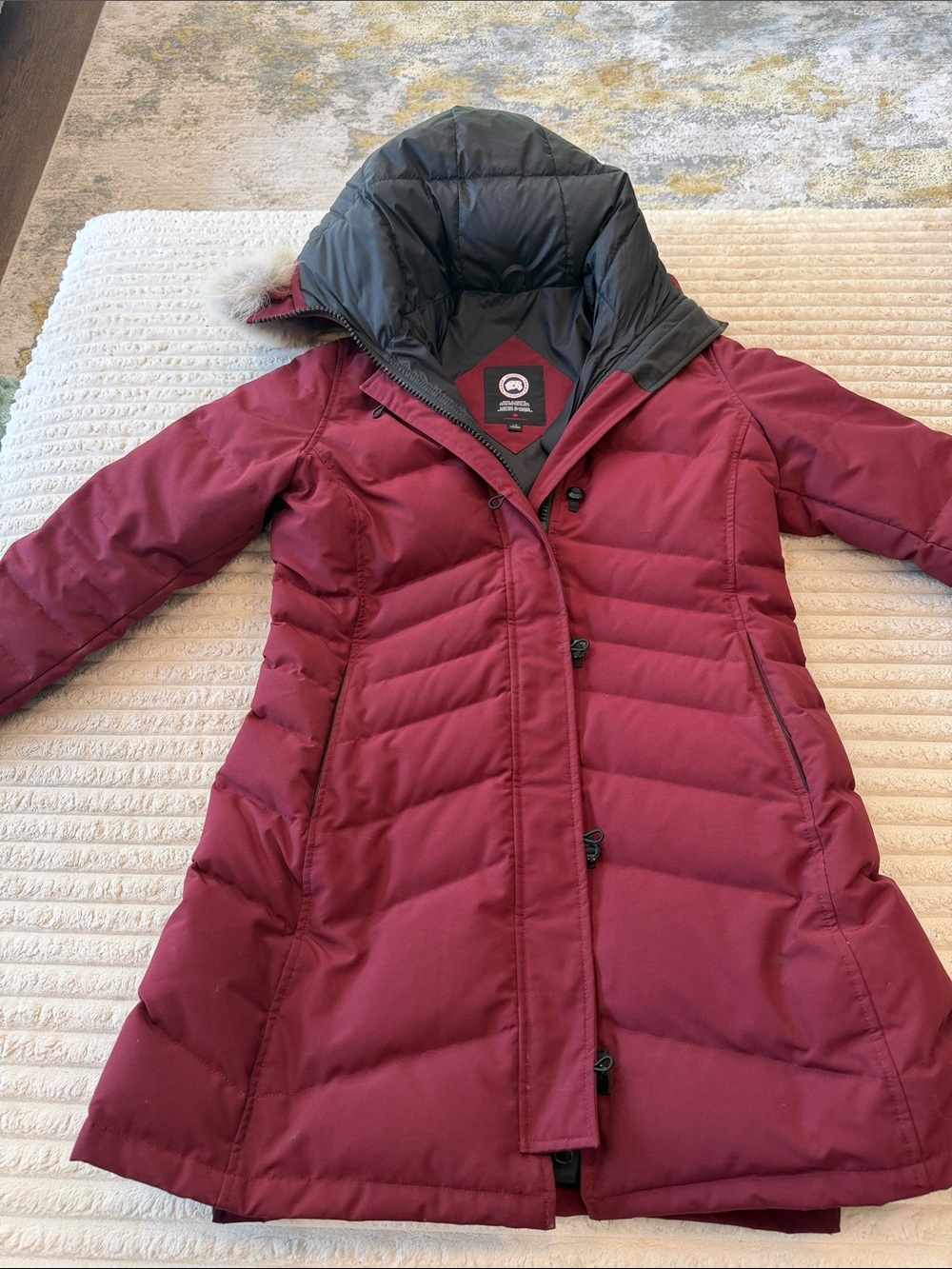 Canada Goose Burgundy Down Jacket with Black Interior